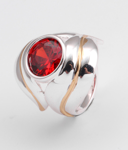 Garnet Two Tone Ring by Vernon Wilson of Panama Bay Jewelers | VW020-latest RING design 2021