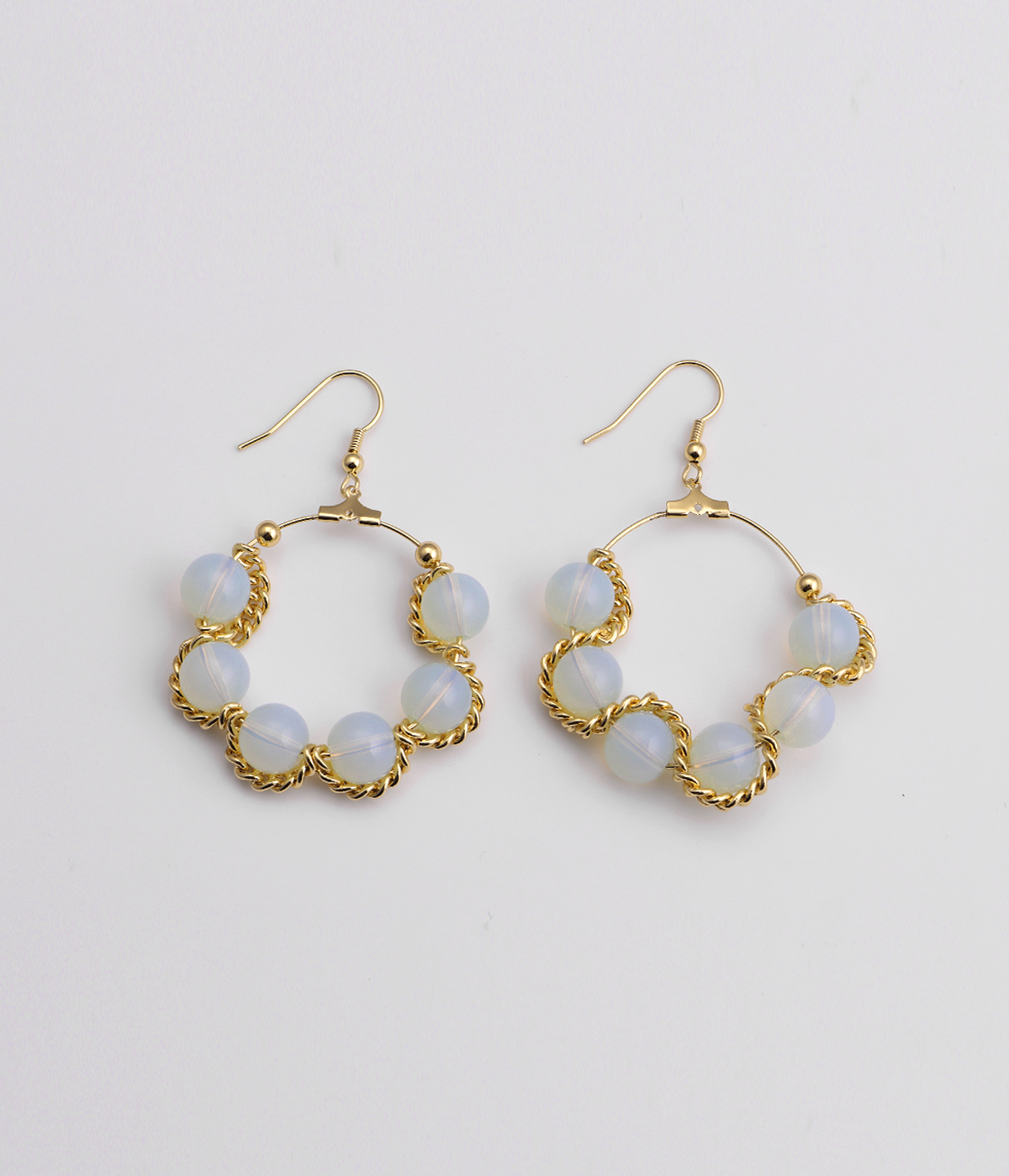 Moonstone Crystal Beads Earrings Wrapped In Gold Chain  -latest EARRING,Drop & Dangle design 2021