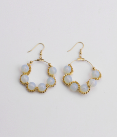 Moonstone Crystal Beads Earrings Wrapped In Gold Chain -latest EARRING design 2021